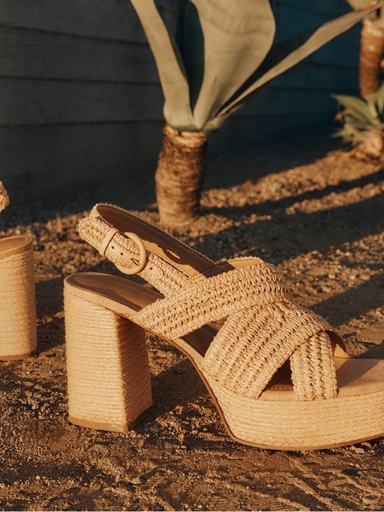 Marc Fisher Shoes - Marc Fisher Woven Platform Sandals in Natural Tan